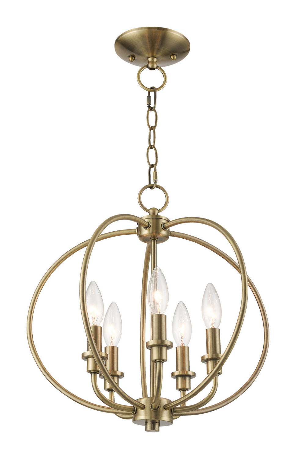 Livex Lighting - 4665-01 - Five Light Mini Chandelier/Ceiling Mount - Milania - Antique Brass
