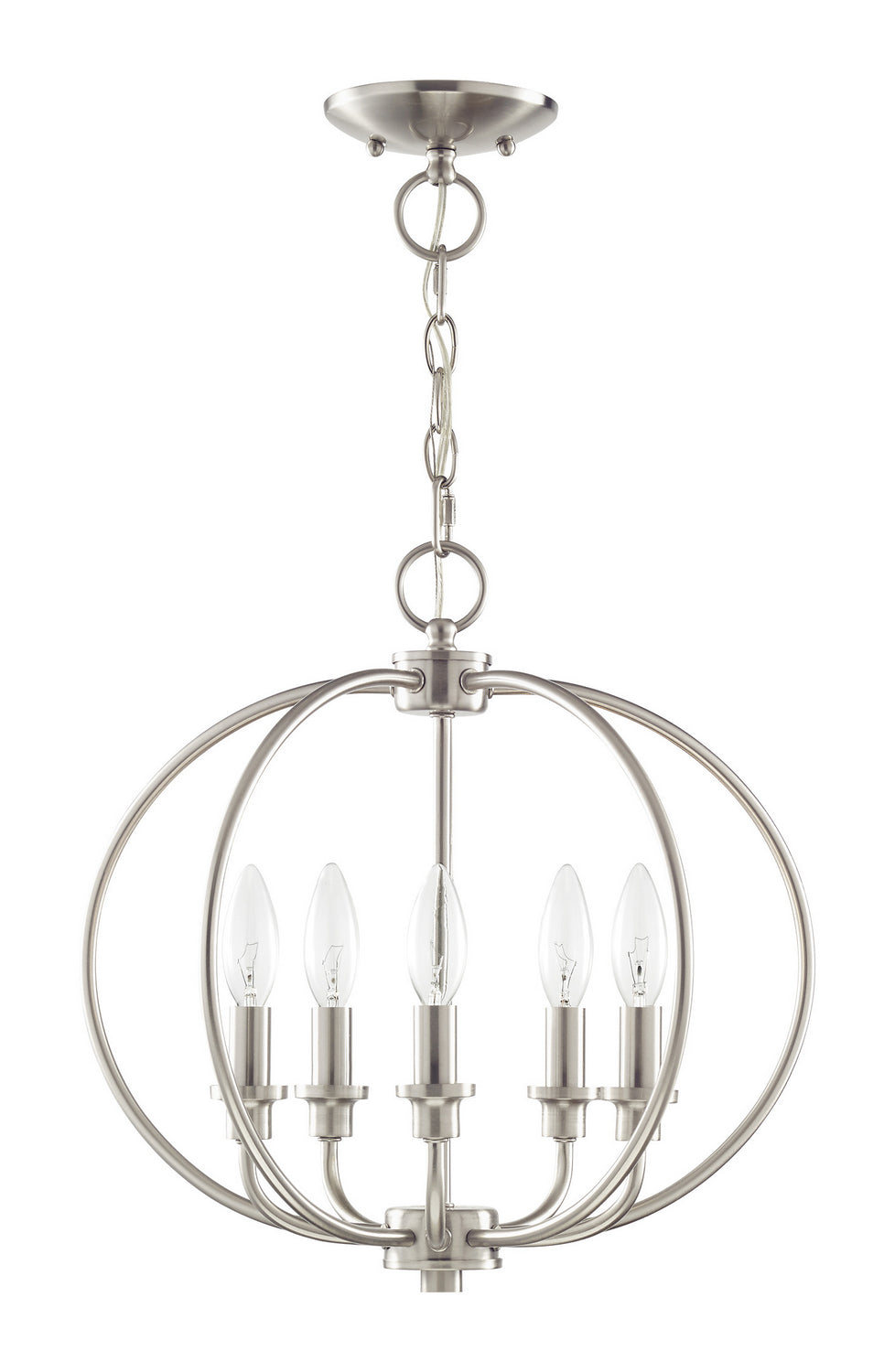 Livex Lighting - 4665-91 - Five Light Mini Chandelier/Ceiling Mount - Milania - Brushed Nickel
