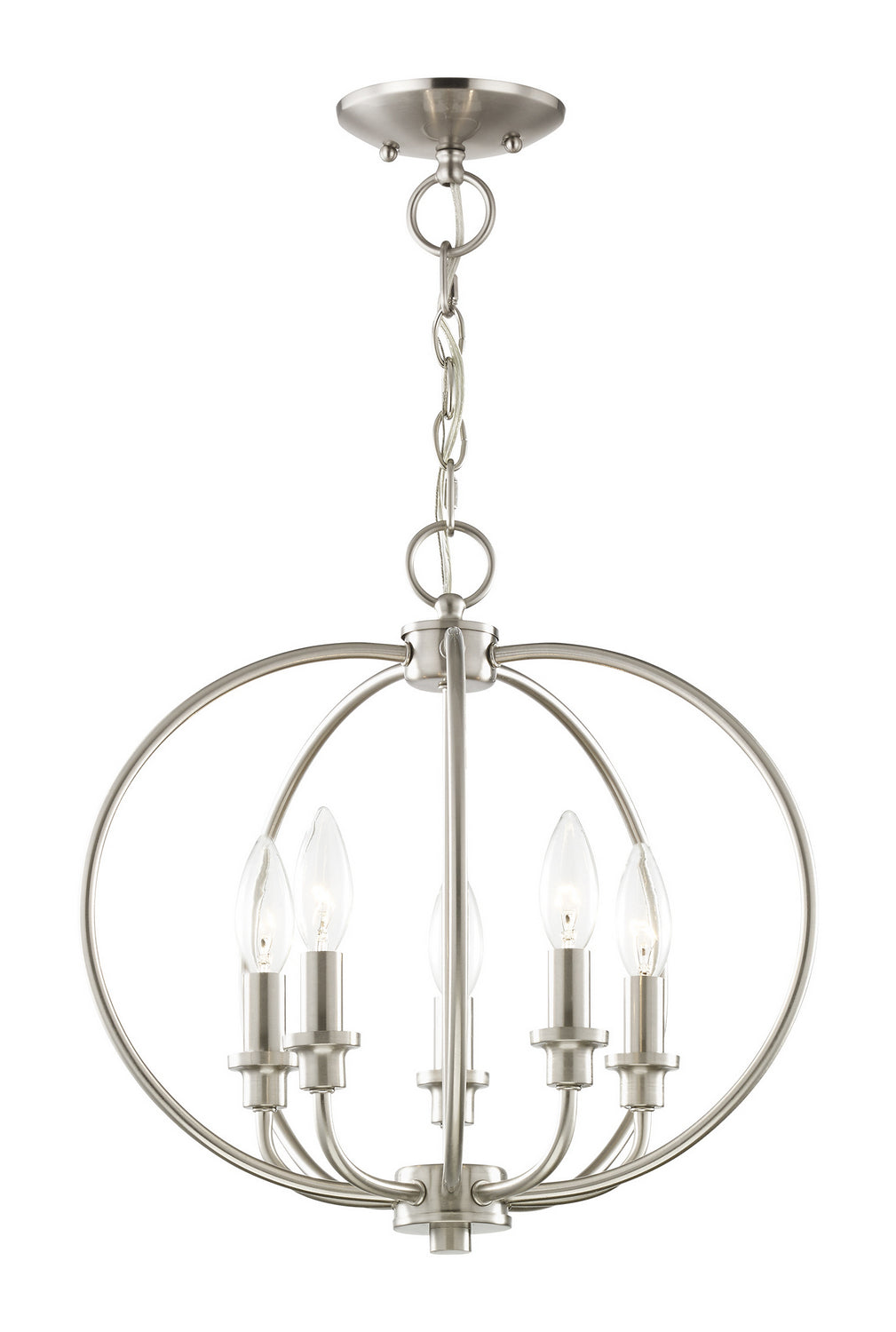 Livex Lighting - 4665-91 - Five Light Mini Chandelier/Ceiling Mount - Milania - Brushed Nickel