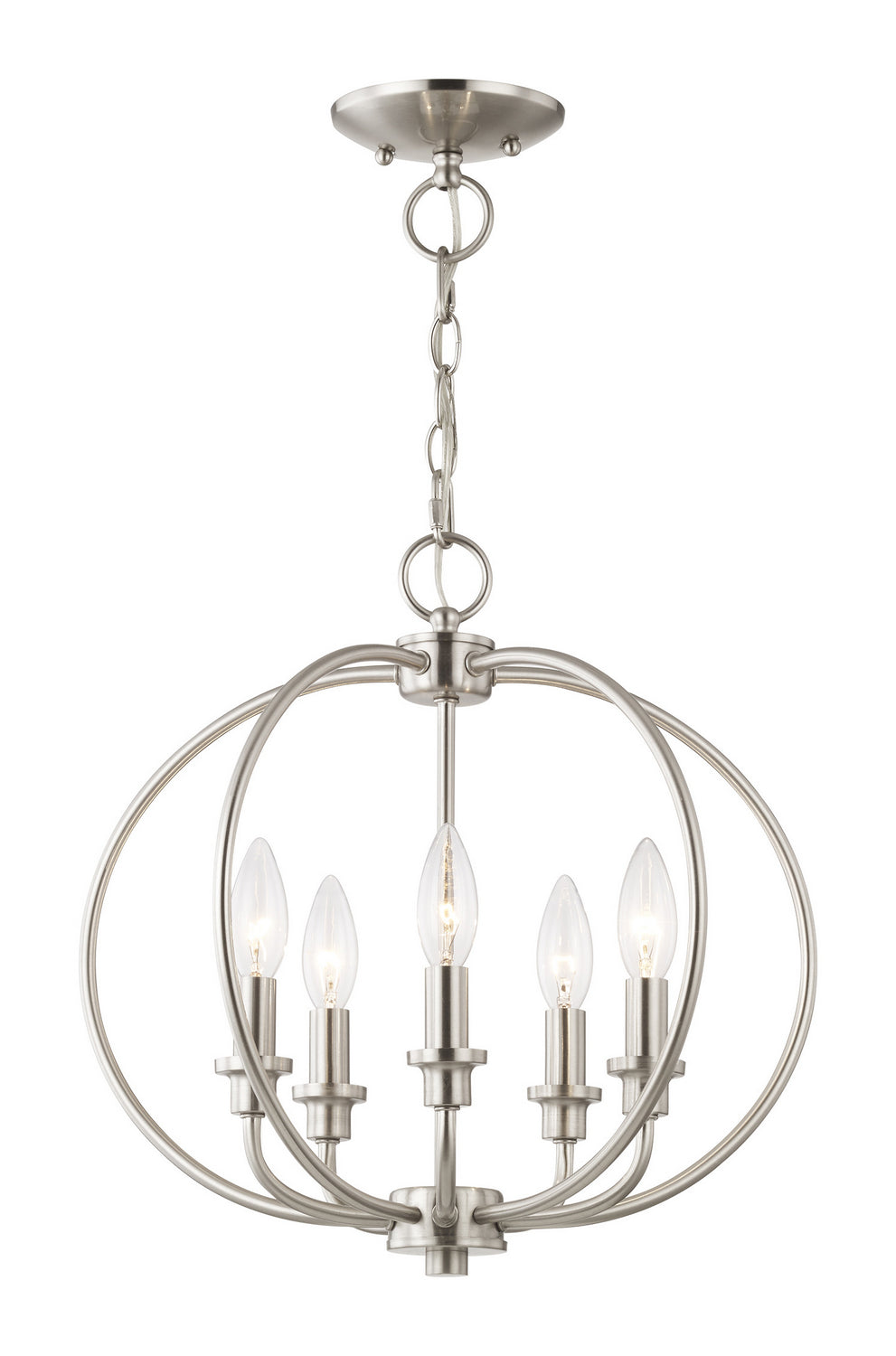 Livex Lighting - 4665-91 - Five Light Mini Chandelier/Ceiling Mount - Milania - Brushed Nickel