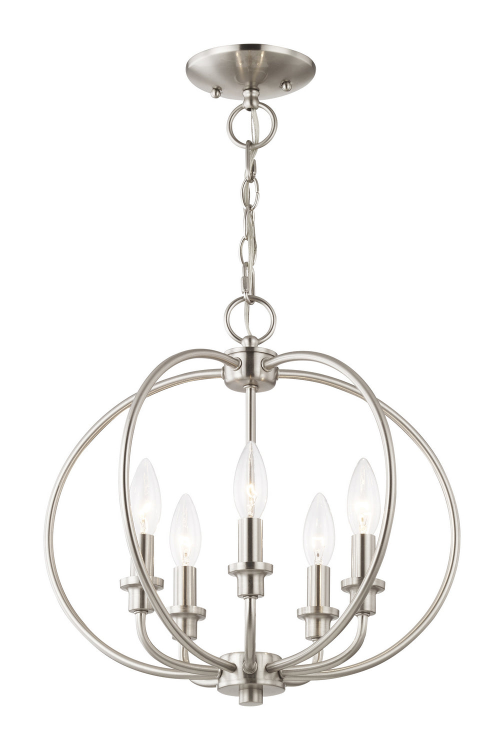Livex Lighting - 4665-91 - Five Light Mini Chandelier/Ceiling Mount - Milania - Brushed Nickel