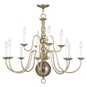 Livex Lighting - 5014-01 - 12 Light Chandelier - Williamsburgh - Antique Brass