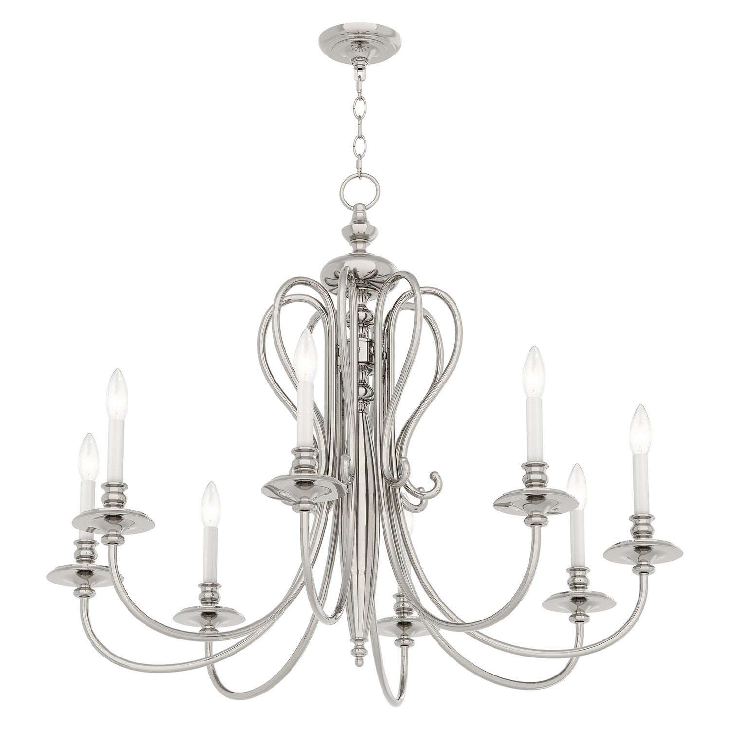Livex Lighting - 5168-35 - Eight Light Chandelier - Caldwell - Polished Nickel