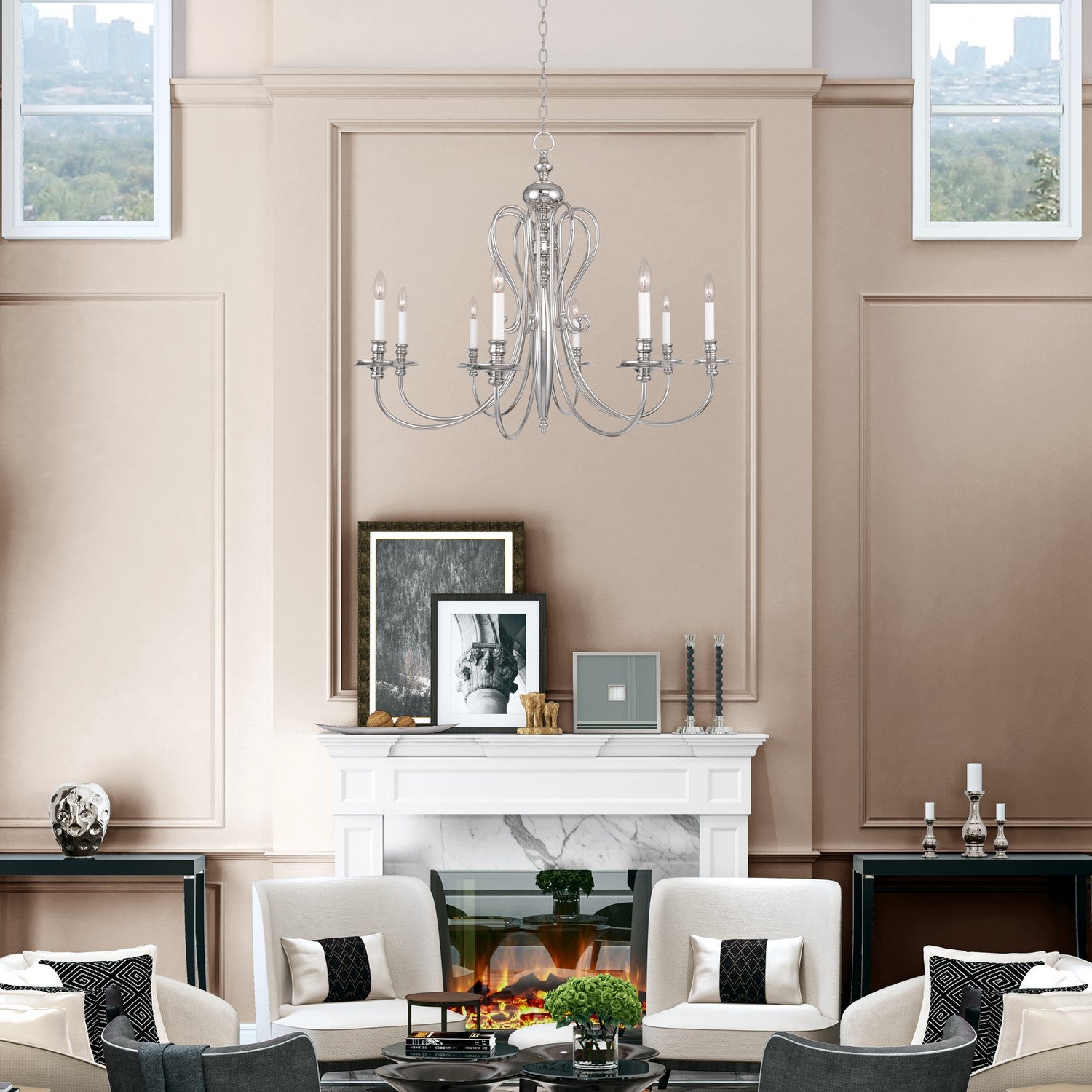 Livex Lighting - 5168-35 - Eight Light Chandelier - Caldwell - Polished Nickel