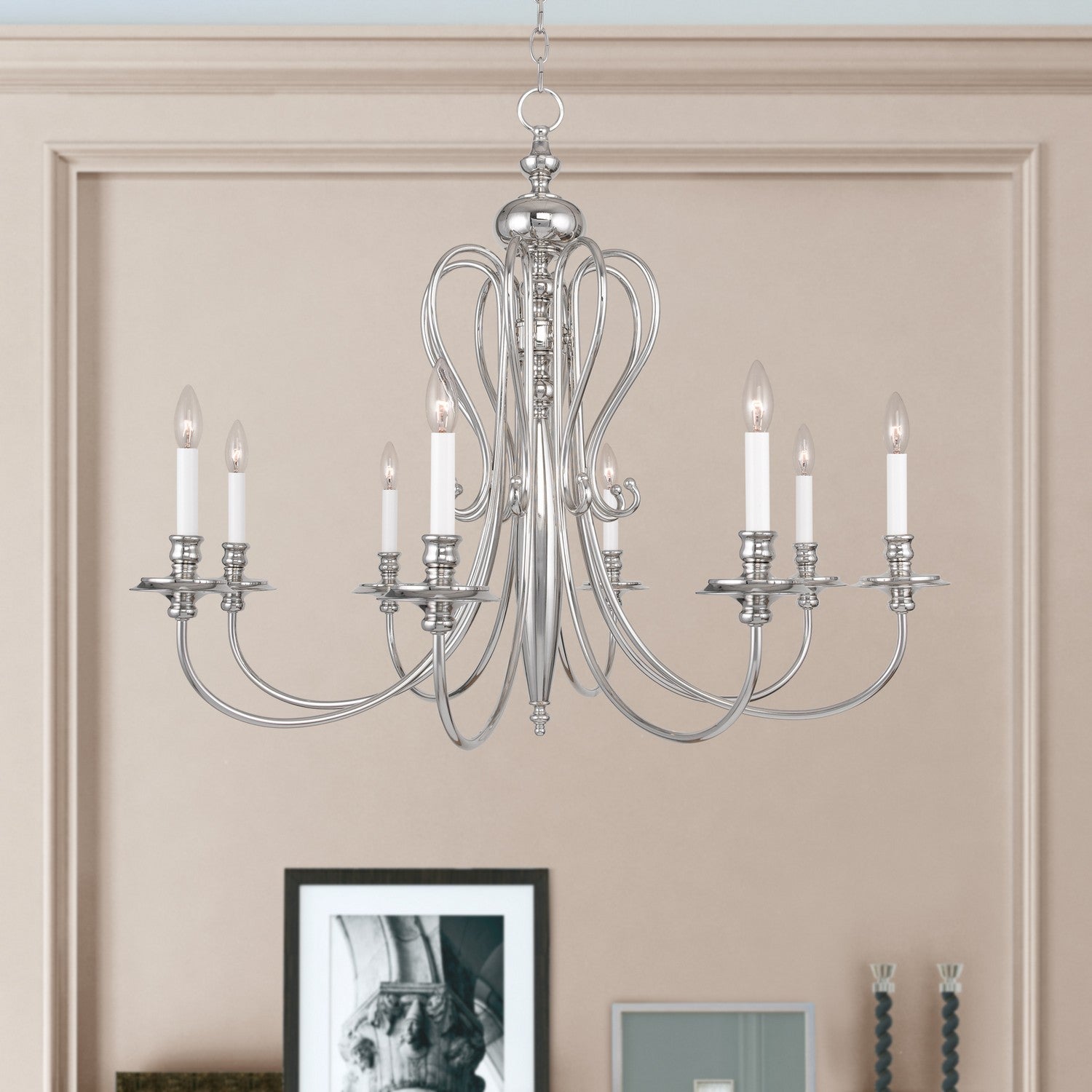 Livex Lighting - 5168-35 - Eight Light Chandelier - Caldwell - Polished Nickel