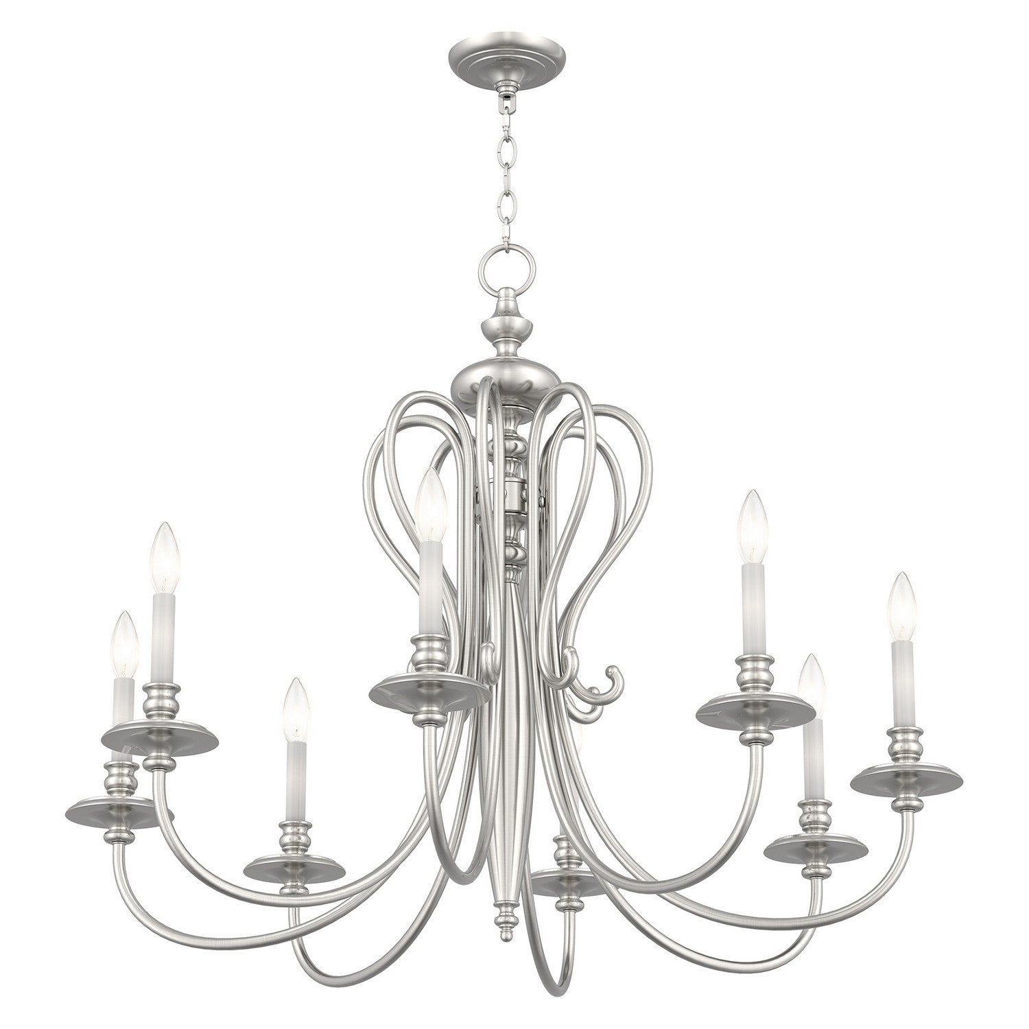 Livex Lighting - 5168-91 - Eight Light Chandelier - Caldwell - Brushed Nickel