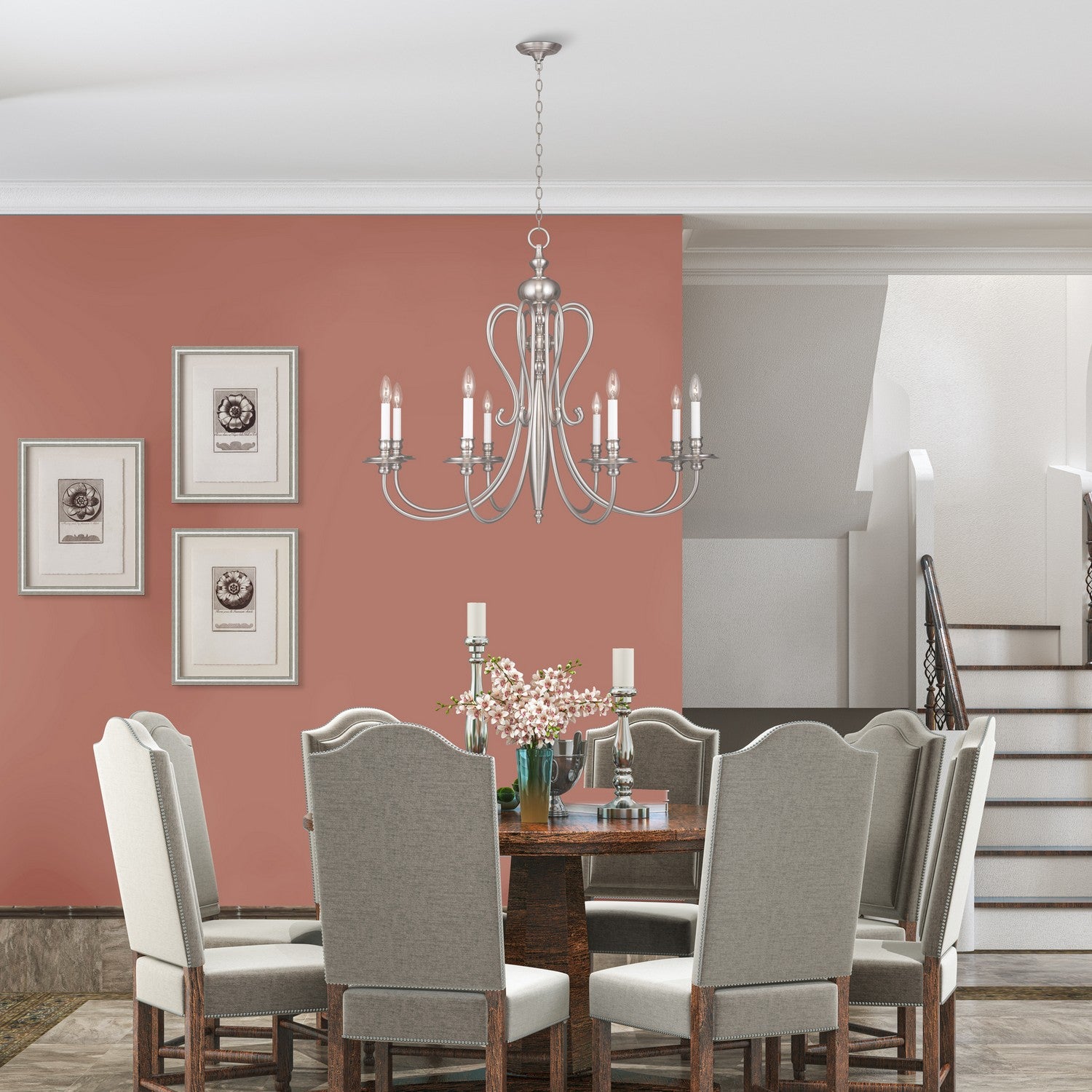 Livex Lighting - 5168-91 - Eight Light Chandelier - Caldwell - Brushed Nickel