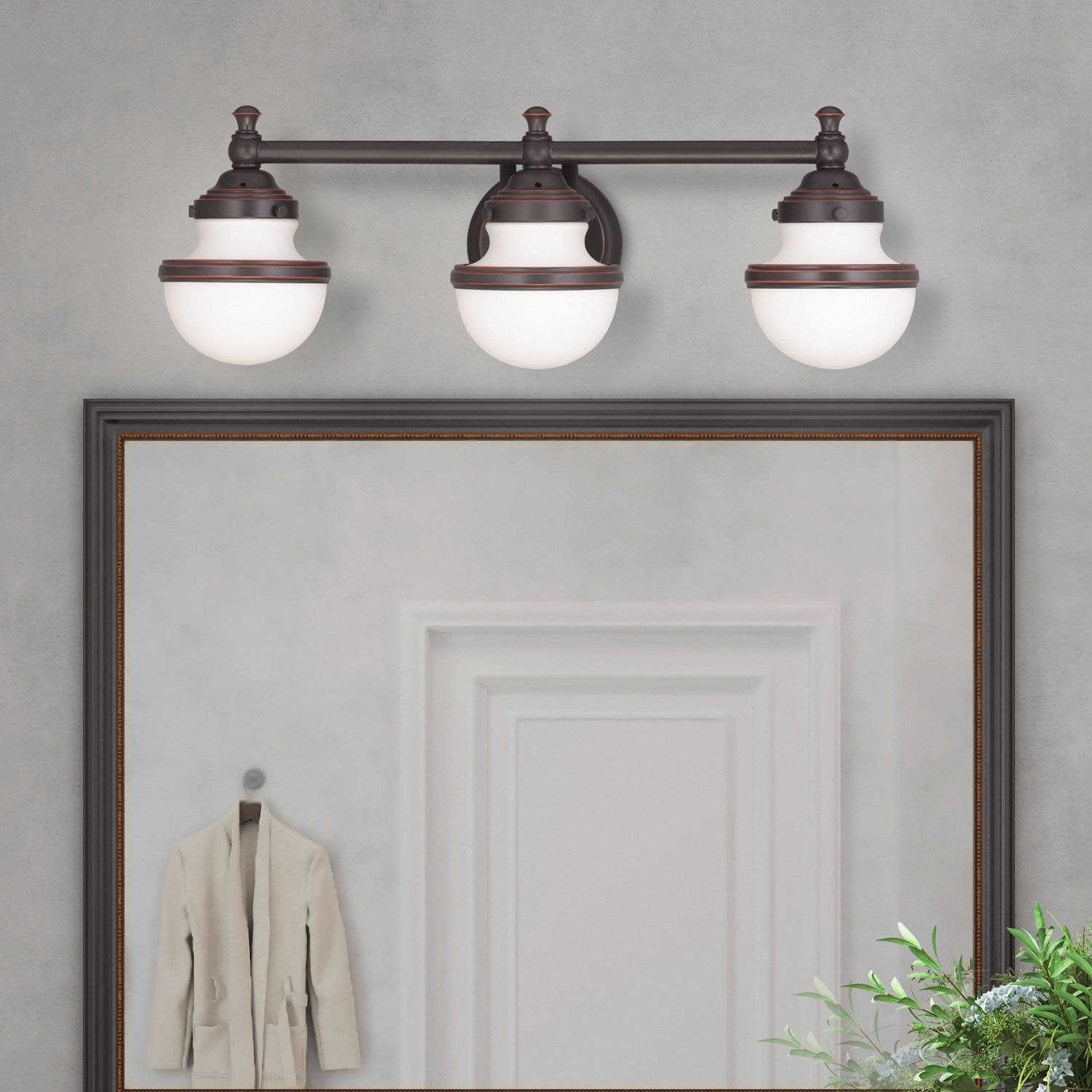 Livex Lighting - 5713-67 - Three Light Bath Vanity - Oldwick - Hand Applied Olde Bronze