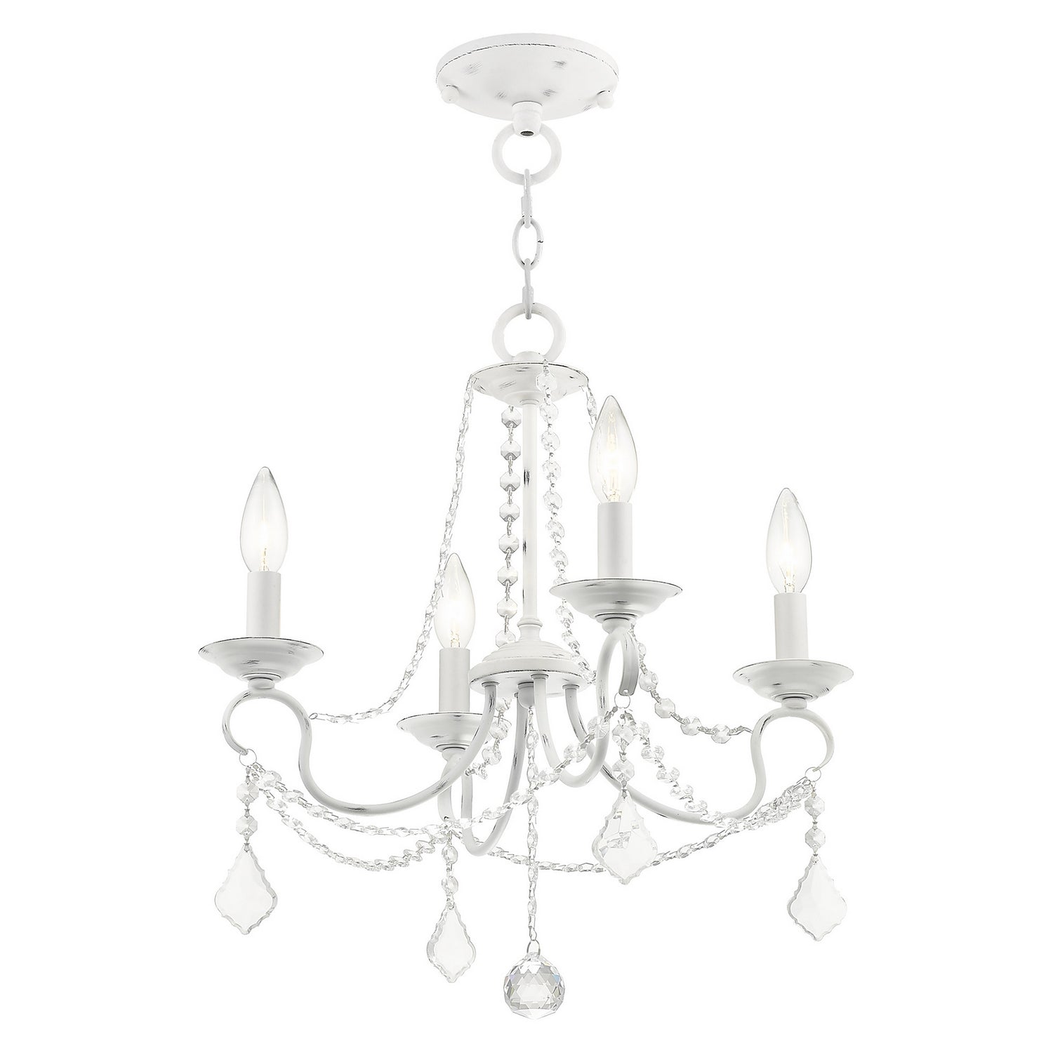 Livex Lighting - 6514-60 - Four Light Mini Chandelier/Ceiling Mount - Pennington - Antique White