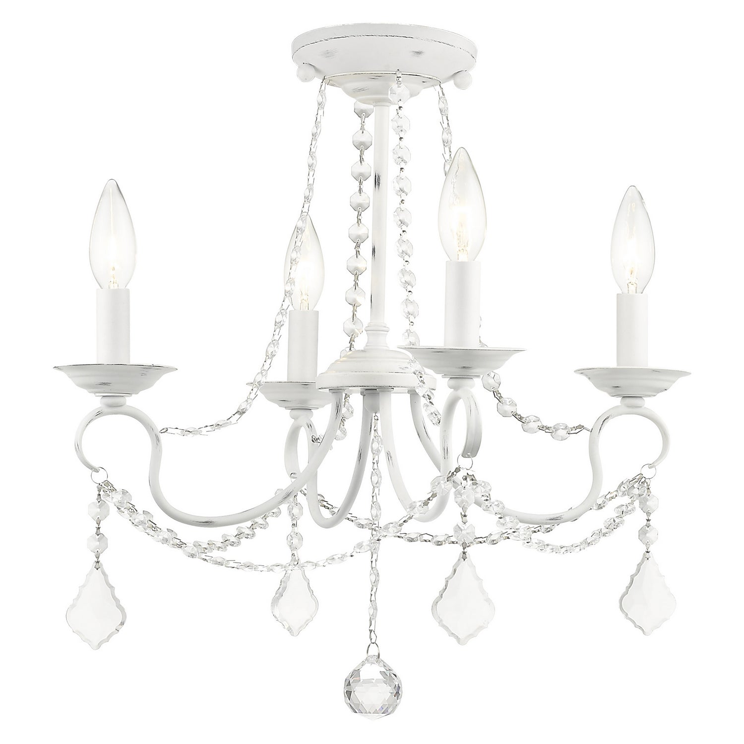 Livex Lighting - 6514-60 - Four Light Mini Chandelier/Ceiling Mount - Pennington - Antique White