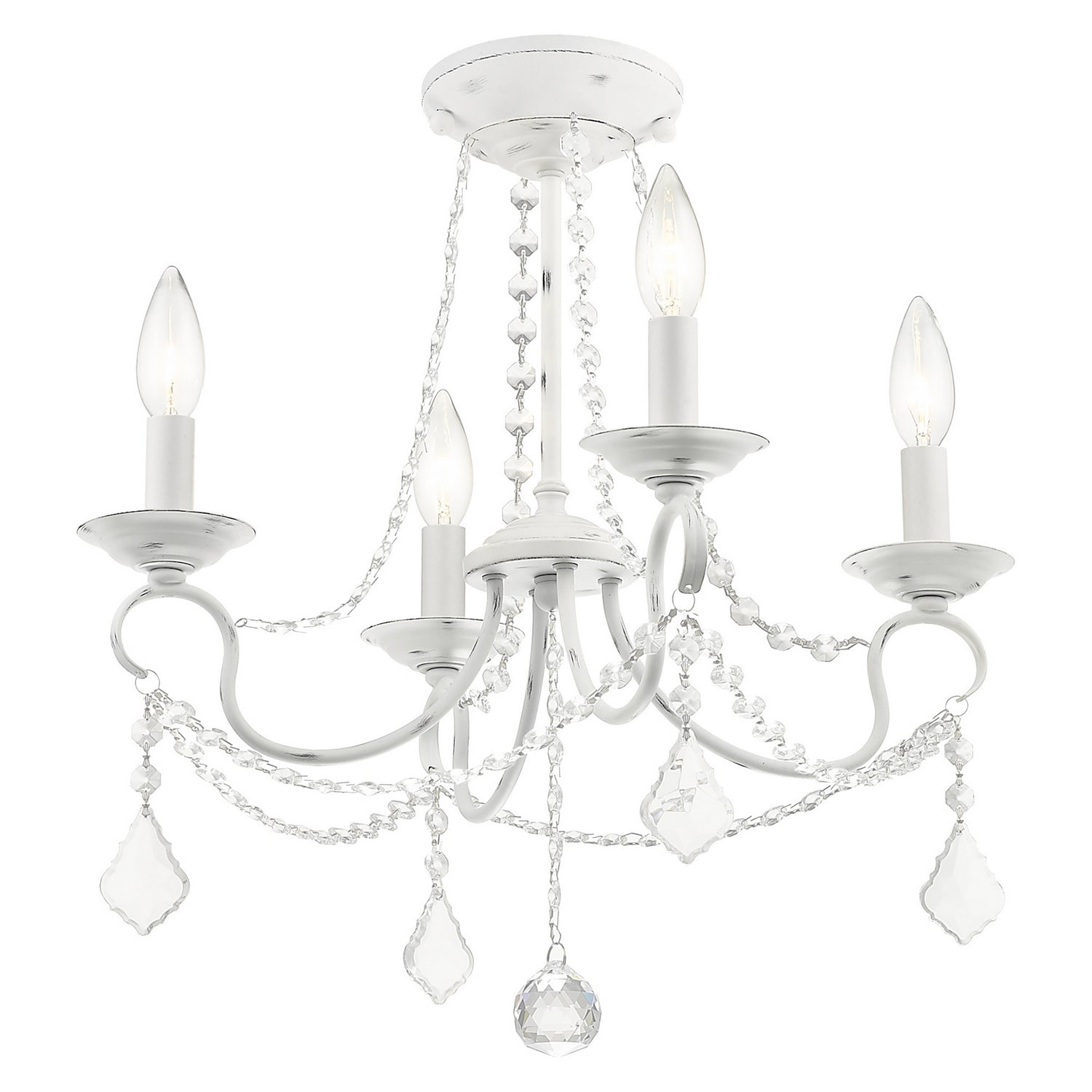 Livex Lighting - 6514-60 - Four Light Mini Chandelier/Ceiling Mount - Pennington - Antique White