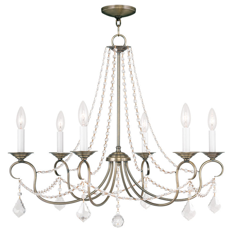 Livex Lighting - 6516-01 - Six Light Chandelier - Pennington - Antique Brass