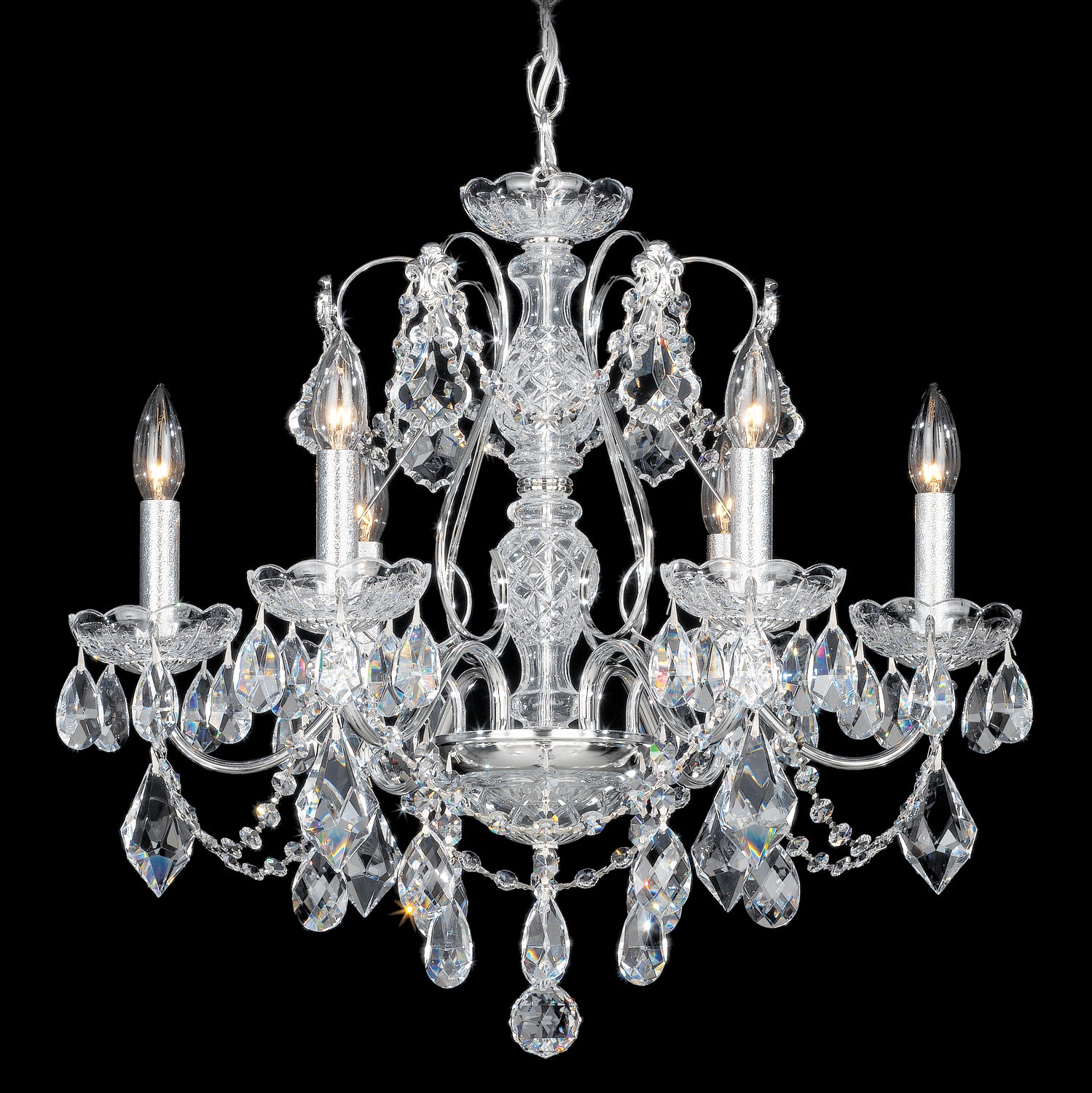 Schonbek - 1705-40 - Six Light Chandelier - Century - Polished Silver