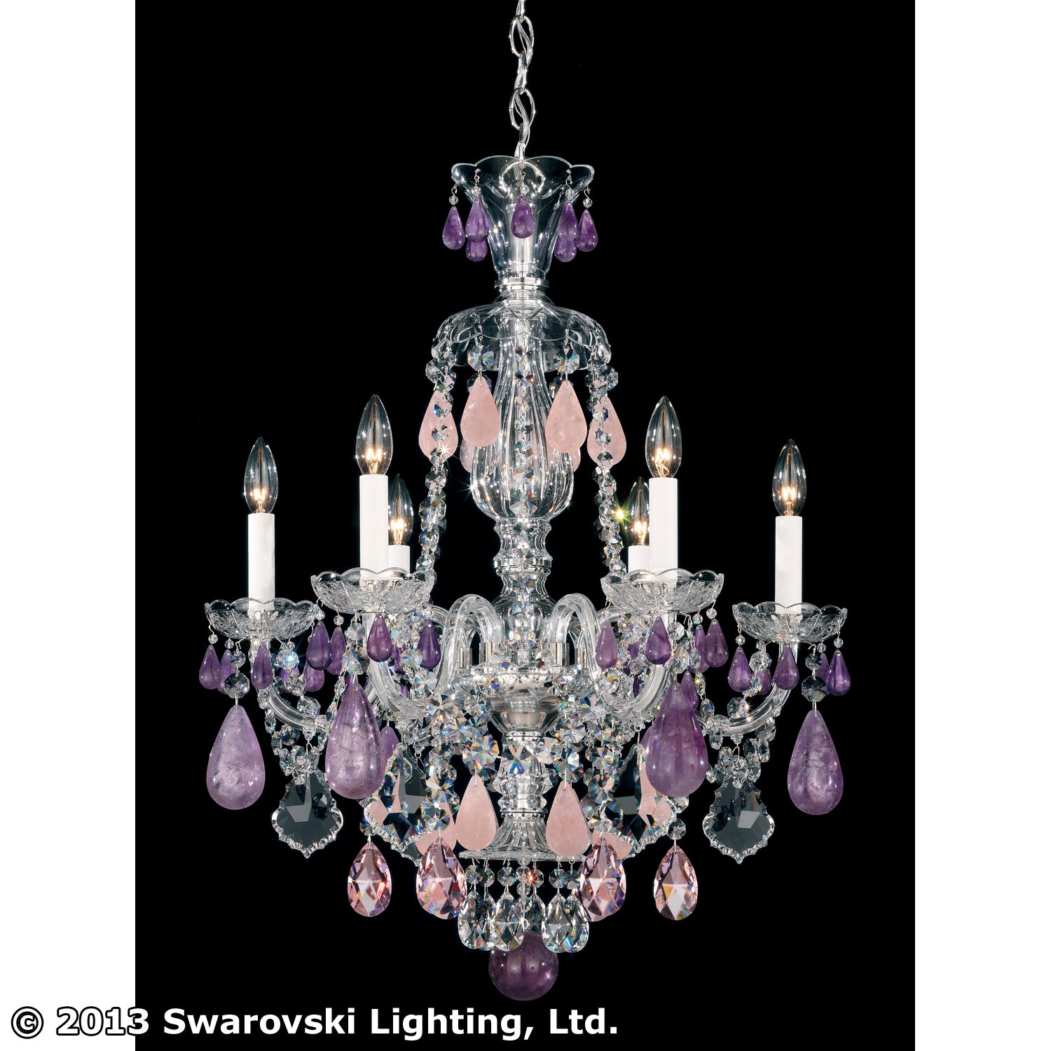 Schonbek - 5535AM - Six Light Chandelier - Hamilton Rock Crystal - Polished Silver