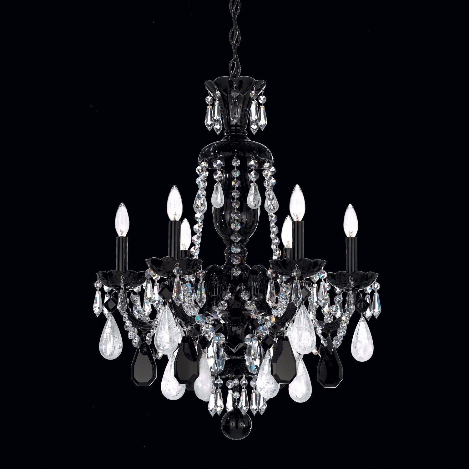 Schonbek - 5535BK - Six Light Chandelier - Hamilton Rock Crystal - Jet Black
