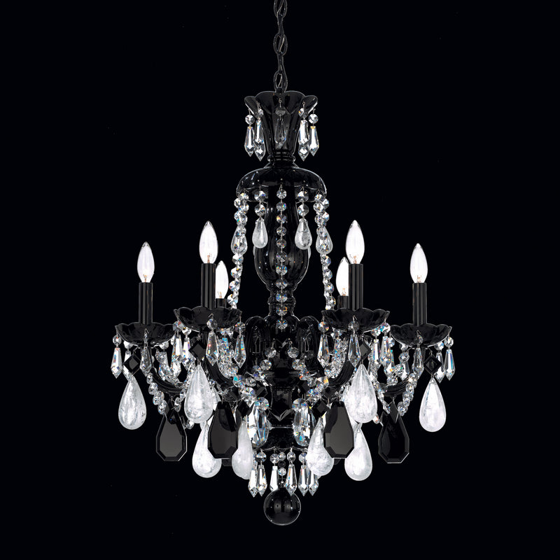 Schonbek - 5535BK - Six Light Chandelier - Hamilton Rock Crystal - Jet Black