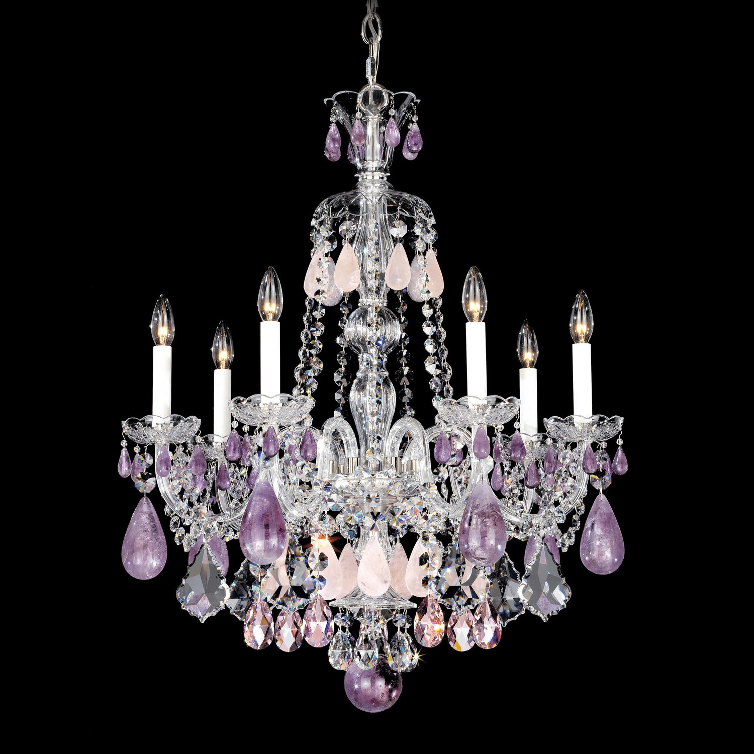 Schonbek - 5536AM - Seven Light Chandelier - Hamilton Rock Crystal - Polished Silver
