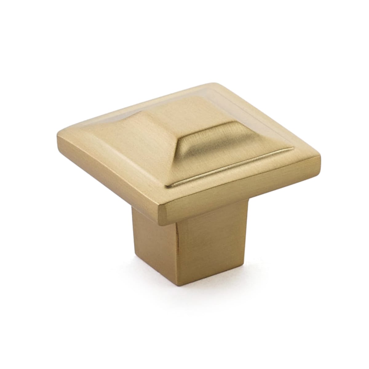 Schaub and Company - 530-SSB - Menlo Park 1-1/4" Square Pyramid Luxury Cabinet Knob / Drawer Knob in Signature Satin Brass