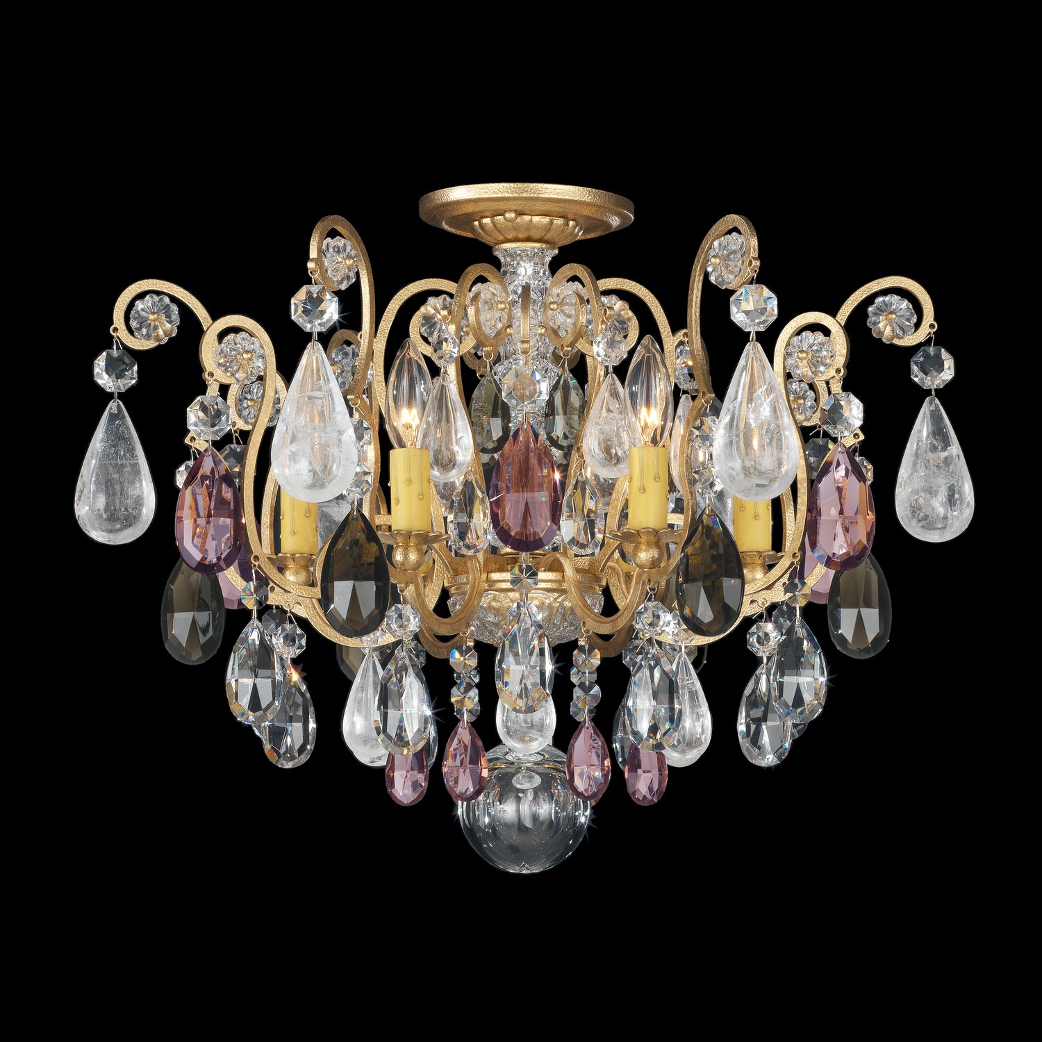 Schonbek - 3584-22AD - Six Light Semi-Flush Mount - Renaissance Rock Crystal - Heirloom Gold