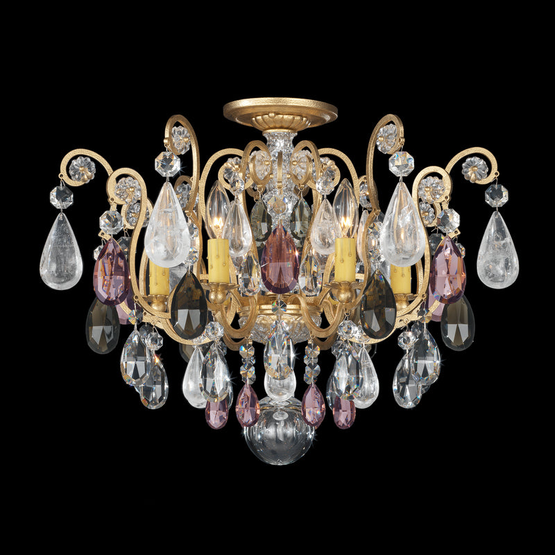 Schonbek - 3584-22AD - Six Light Semi-Flush Mount - Renaissance Rock Crystal - Heirloom Gold