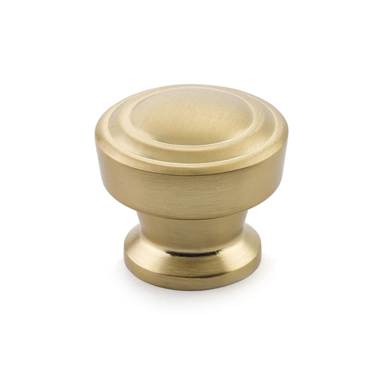 Schaub and Company - 533-SSB - Menlo Park 1-1/4" Diameter Stepped Round Contemporary Luxury Cabinet Knob / Drawer Knob in Signature Satin Brass