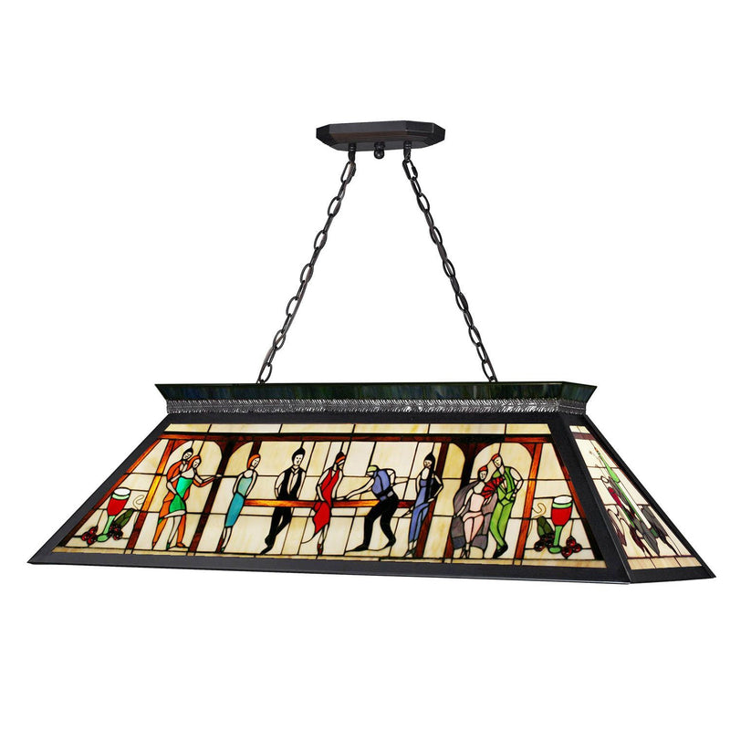 Z-Lite - KD28 - Four Light Billiard - Tiffany Billiard - Matte Black