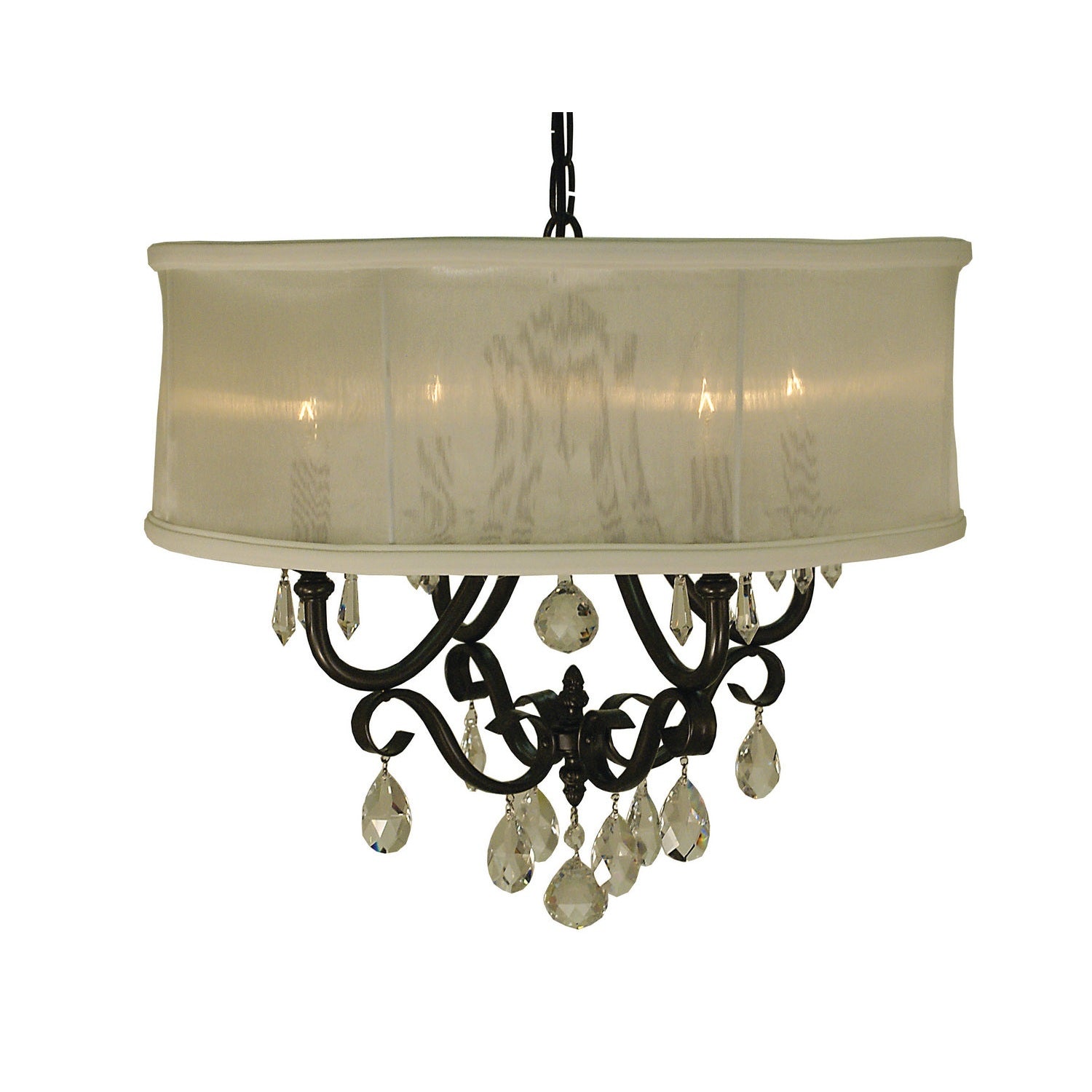 Framburg - 1234 MB/SC - Four Light Chandelier - Liebestraum - Mahogany Bronze w/Sheer Cream Shade