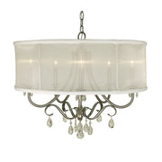Framburg - 1236 BN/SC - Five Light Chandelier - Liebestraum - Brushed Nickel w/Sheer Cream Shade