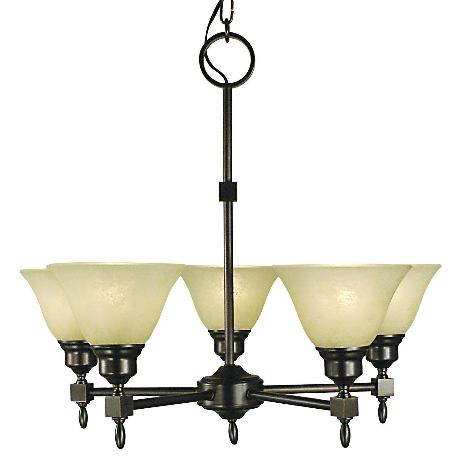 Framburg - 2435 SBR/CM - Five Light Chandelier - Taylor - Siena Bronze w/Champagne Marble Glass Shade