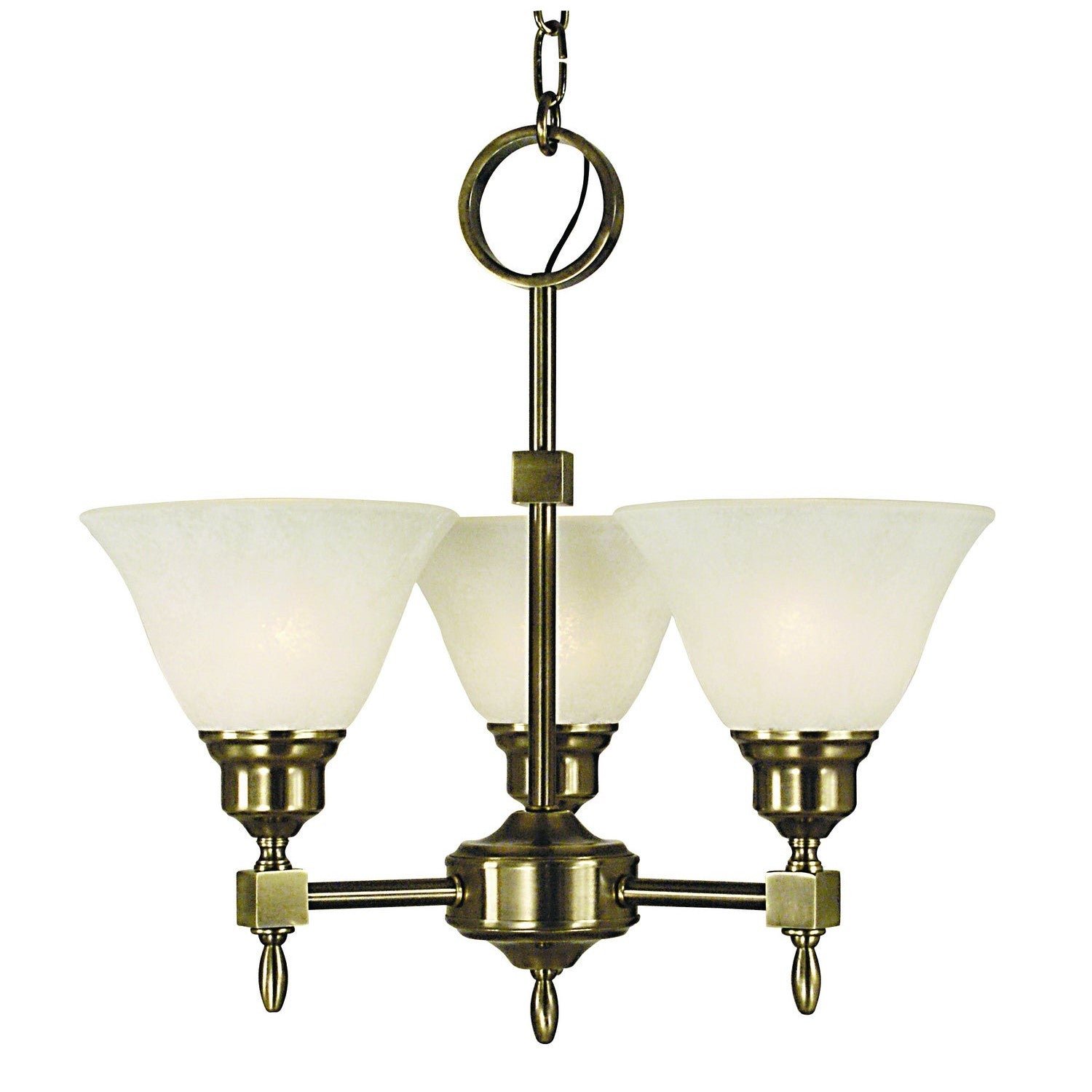 Framburg - 2438 AB/WH - Three Light Chandelier - Taylor - Antique Brass w/White Marble Glass Shade
