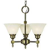 Framburg - 2438 AB/WH - Three Light Chandelier - Taylor - Antique Brass w/White Marble Glass Shade