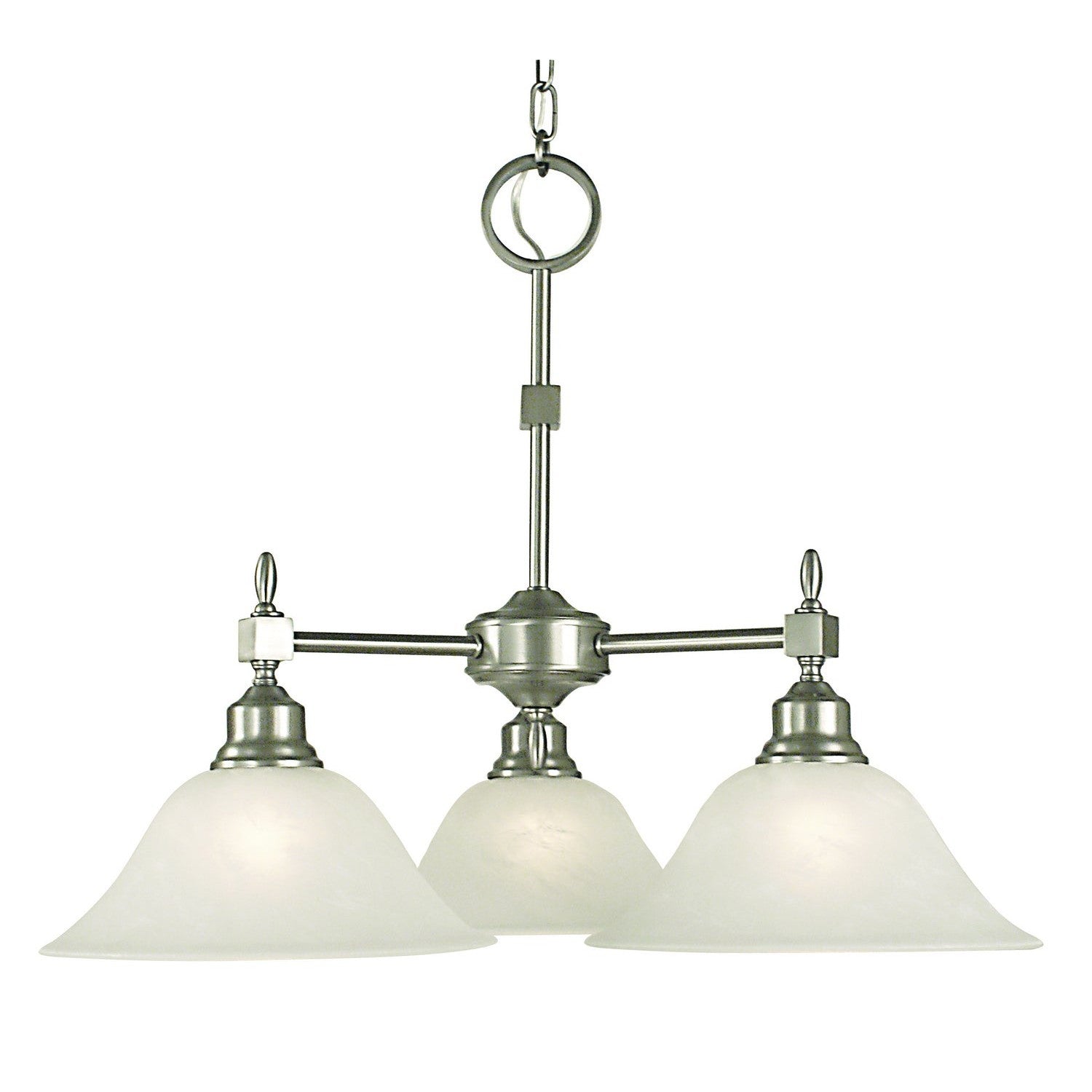 Framburg - 2439 BN/WH - Three Light Chandelier - Taylor - Brushed Nickel w/White Marble Glass Shade