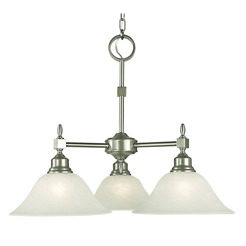 Framburg - 2439 BN/WH - Three Light Chandelier - Taylor - Brushed Nickel w/White Marble Glass Shade