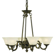 Framburg - 7886 FB/WH - Six Light Chandelier - Napoleonic - French Brass w/White Marble Glass Shade