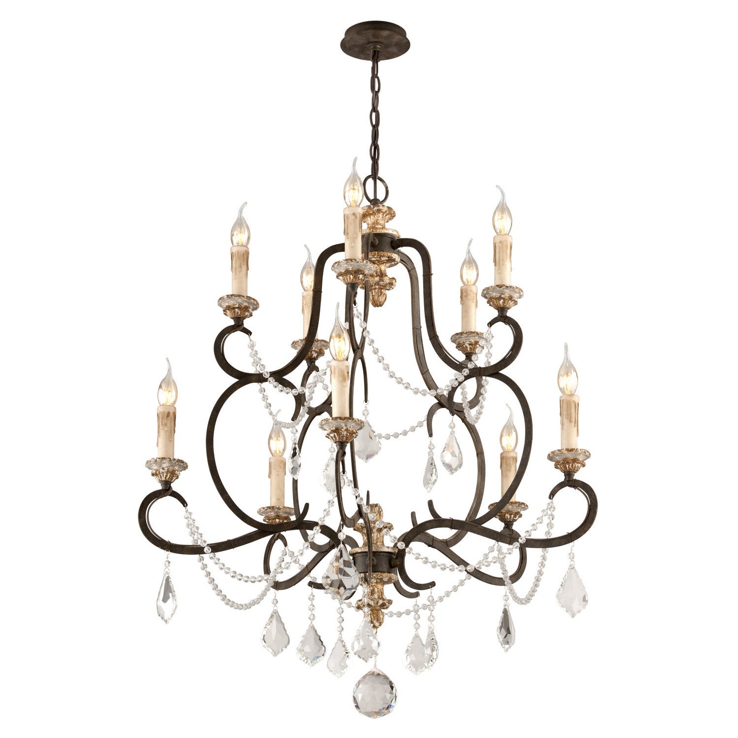 Troy Lighting - F3516-PZ/DG - Ten Light Chandelier - Bordeaux - Parisian Bronze