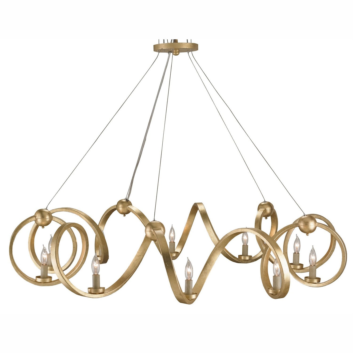 Currey and Company - 9490 - Ten Light Chandelier - Ringmaster Collection - Dutch Gold Leaf