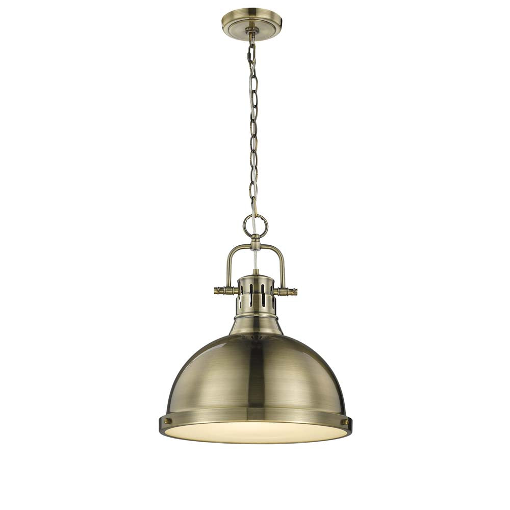 Golden - 3602-L AB-AB - One Light Pendant - Duncan - Aged Brass