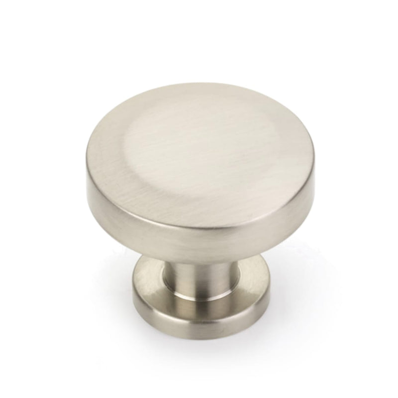 Schaub and Company - 550-BN - Heathrow 1-1/4" Contemporary Flat Disc Round Beveled Top Solid Brass Luxury Cabinet Knob / Drawer Knob in Brushed Nickel