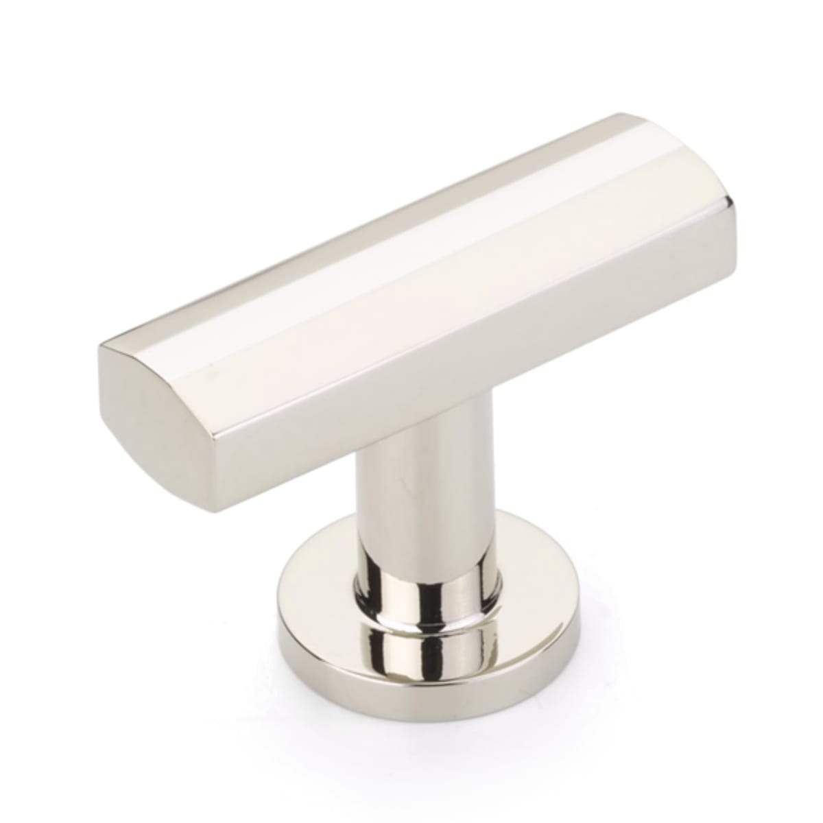 Schaub and Company - 552-PN - Heathrow 1-3/4" Modern Industrial "T" Bar Solid Brass Faceted Luxury Cabinet Bar Knob / Drawer Bar Knob in Polished Nickel