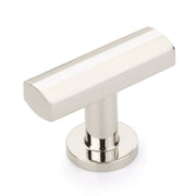 Schaub and Company - 552-PN - Heathrow 1-3/4" Modern Industrial "T" Bar Solid Brass Faceted Luxury Cabinet Bar Knob / Drawer Bar Knob in Polished Nickel
