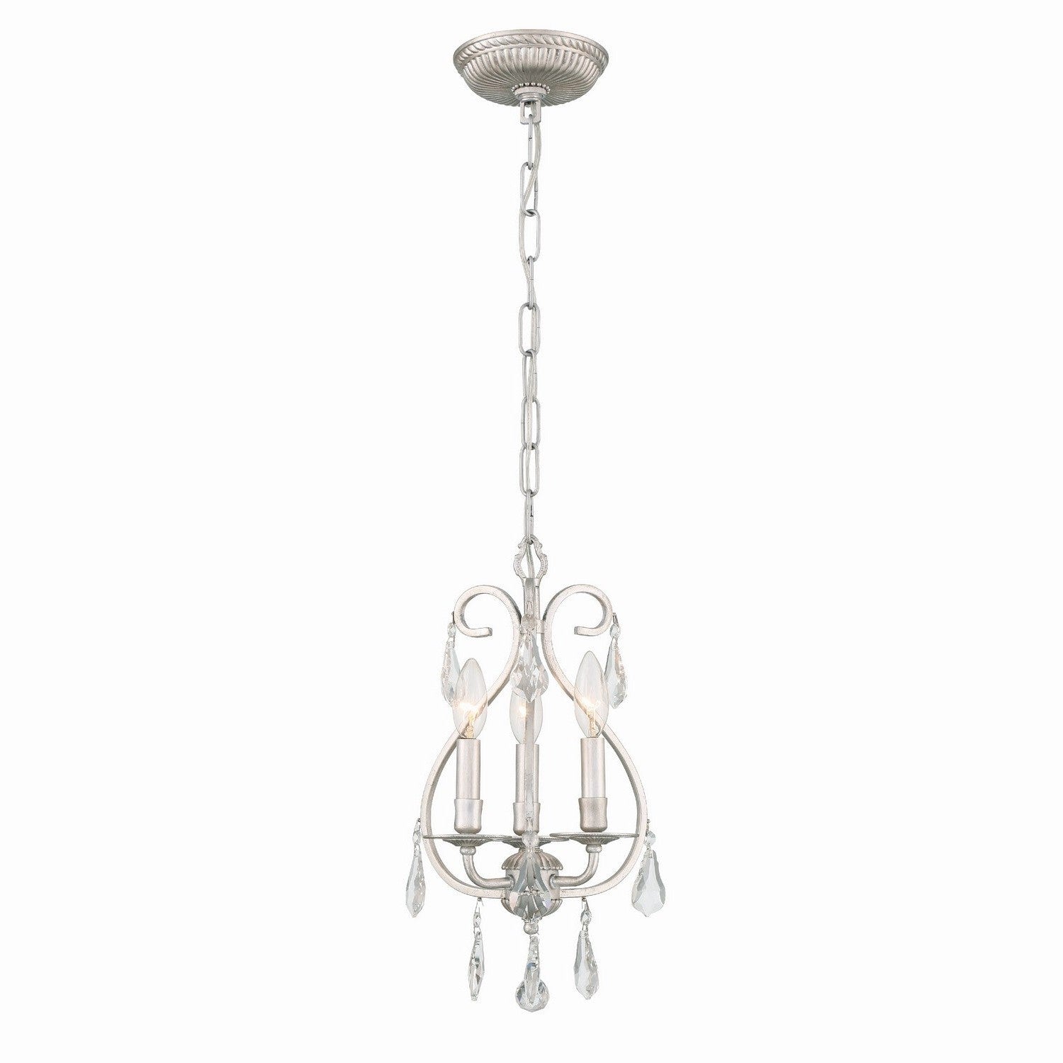 Crystorama - 5013-OS-CL-MWP - Three Light Mini Chandelier - Ashton - Olde Silver