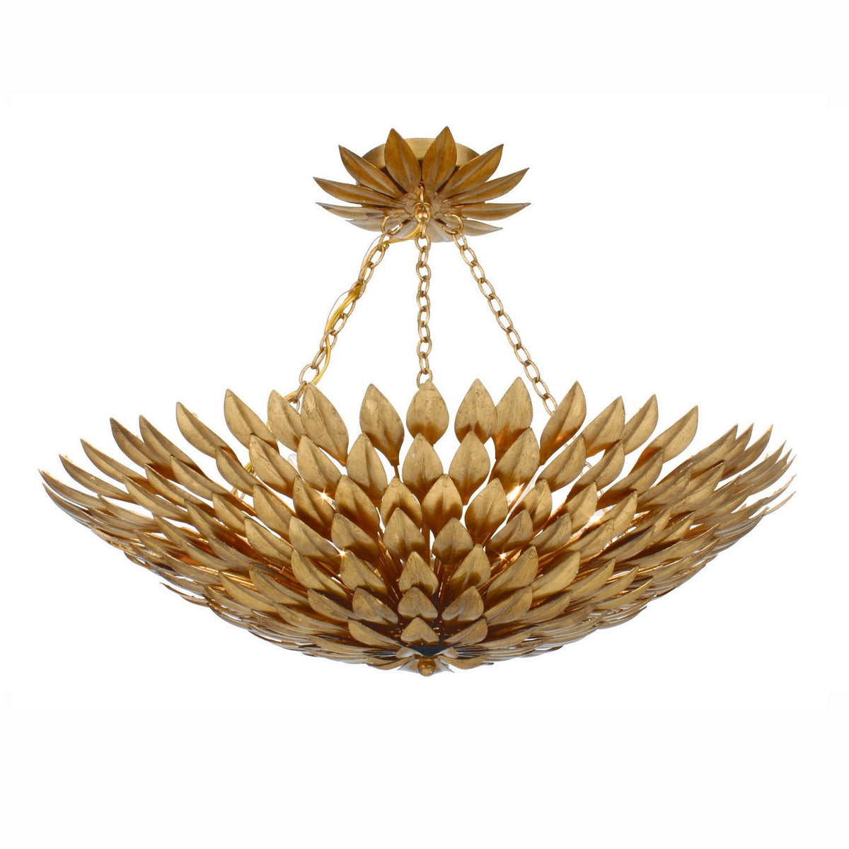 Crystorama - 517-GA_CEILING - Six Light Semi Flush Mount - Broche - Antique Gold