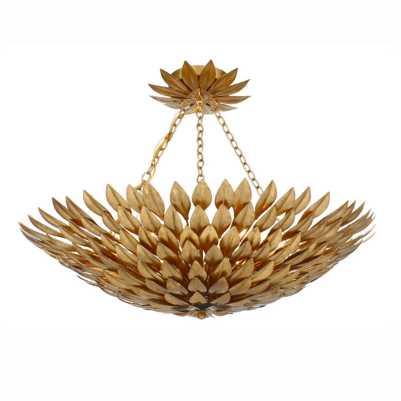 Crystorama - 517-GA_CEILING - Six Light Semi Flush Mount - Broche - Antique Gold