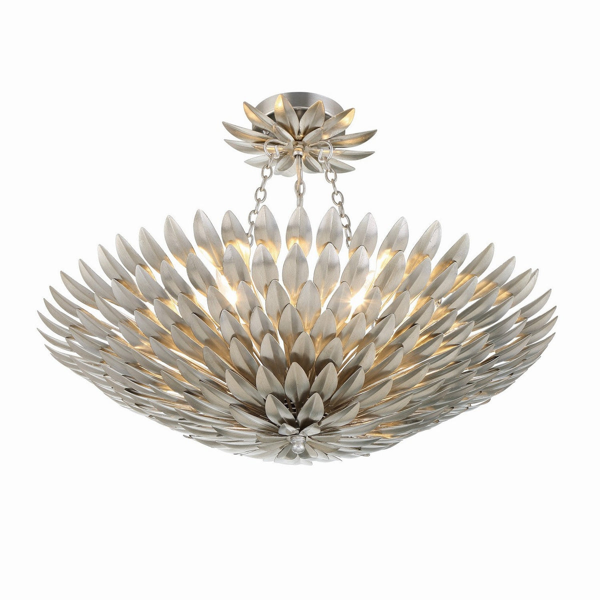 Crystorama - 517-SA_CEILING - Six Light Semi Flush Mount - Broche - Antique Silver