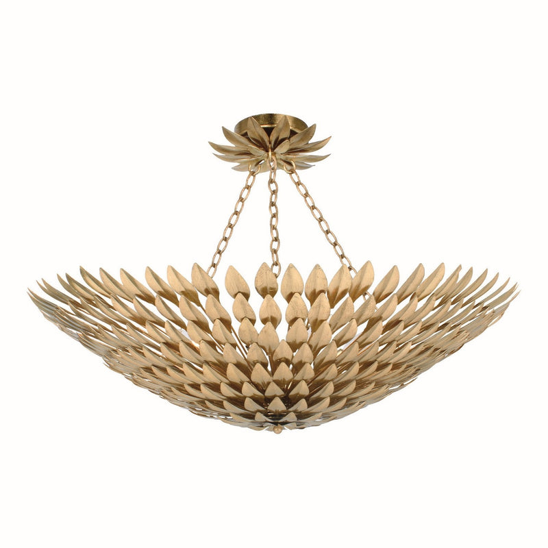 Crystorama - 519-GA_CEILING - Eight Light Semi Flush Mount - Broche - Antique Gold