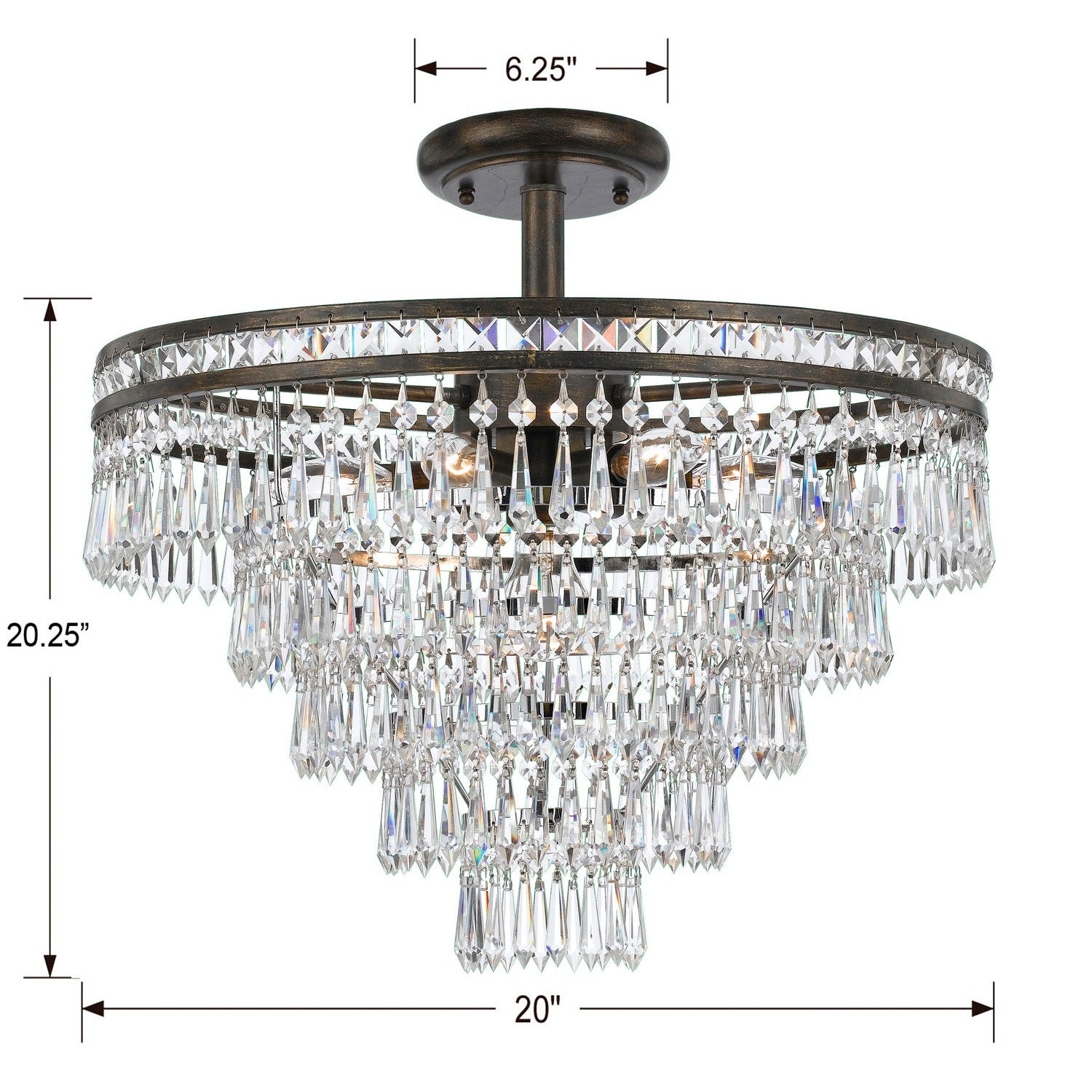 Crystorama - 5264-EB-CL-MWP_CEILING - Seven Light Semi Flush Mount - Mercer - English Bronze