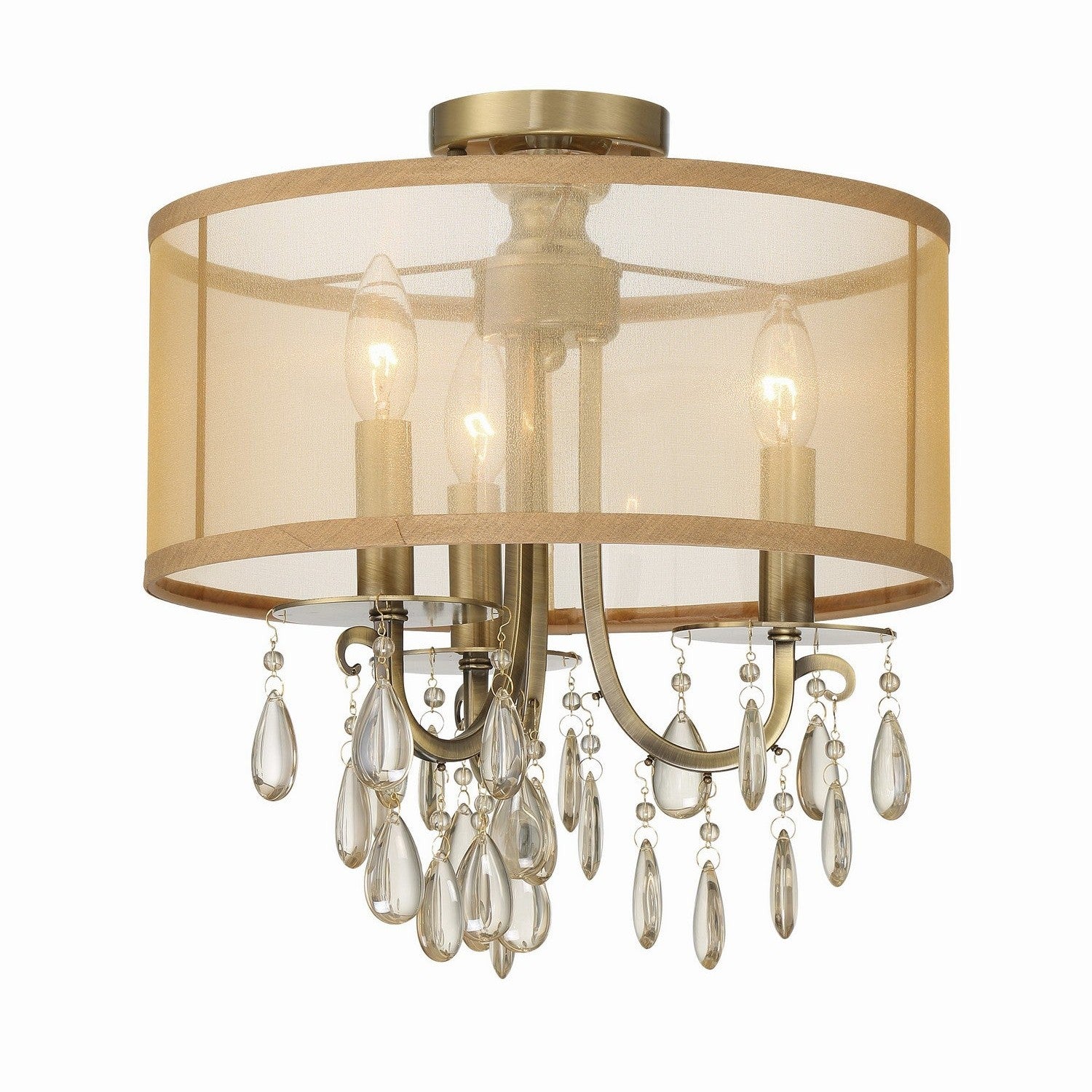Crystorama - 5623-AB_CEILING - Three Light Semi Flush Mount - Hampton - Antique Brass