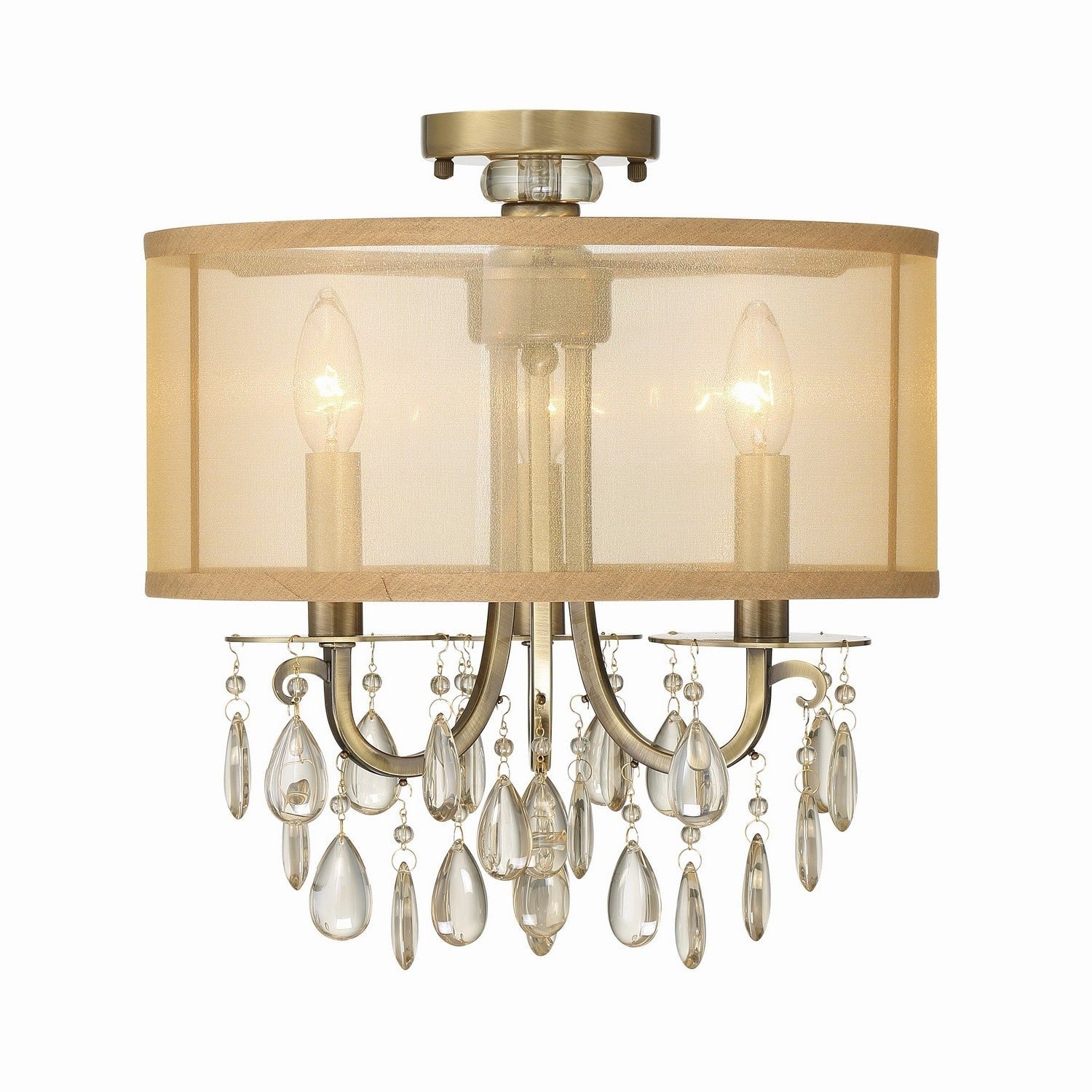 Crystorama - 5623-AB_CEILING - Three Light Semi Flush Mount - Hampton - Antique Brass