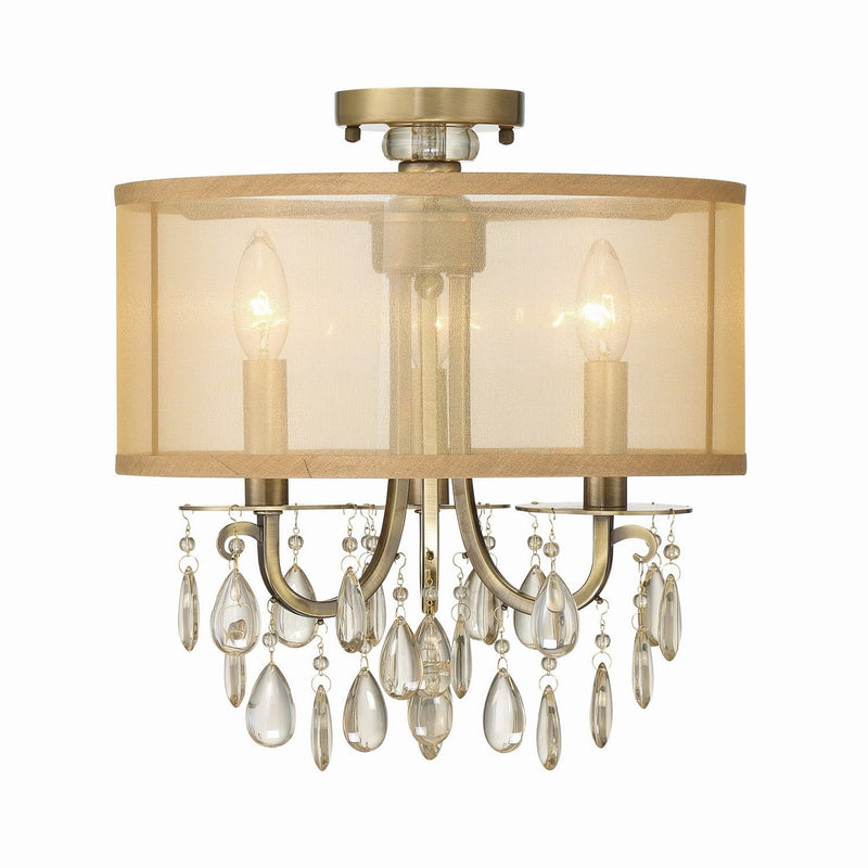 Crystorama - 5623-AB_CEILING - Three Light Semi Flush Mount - Hampton - Antique Brass
