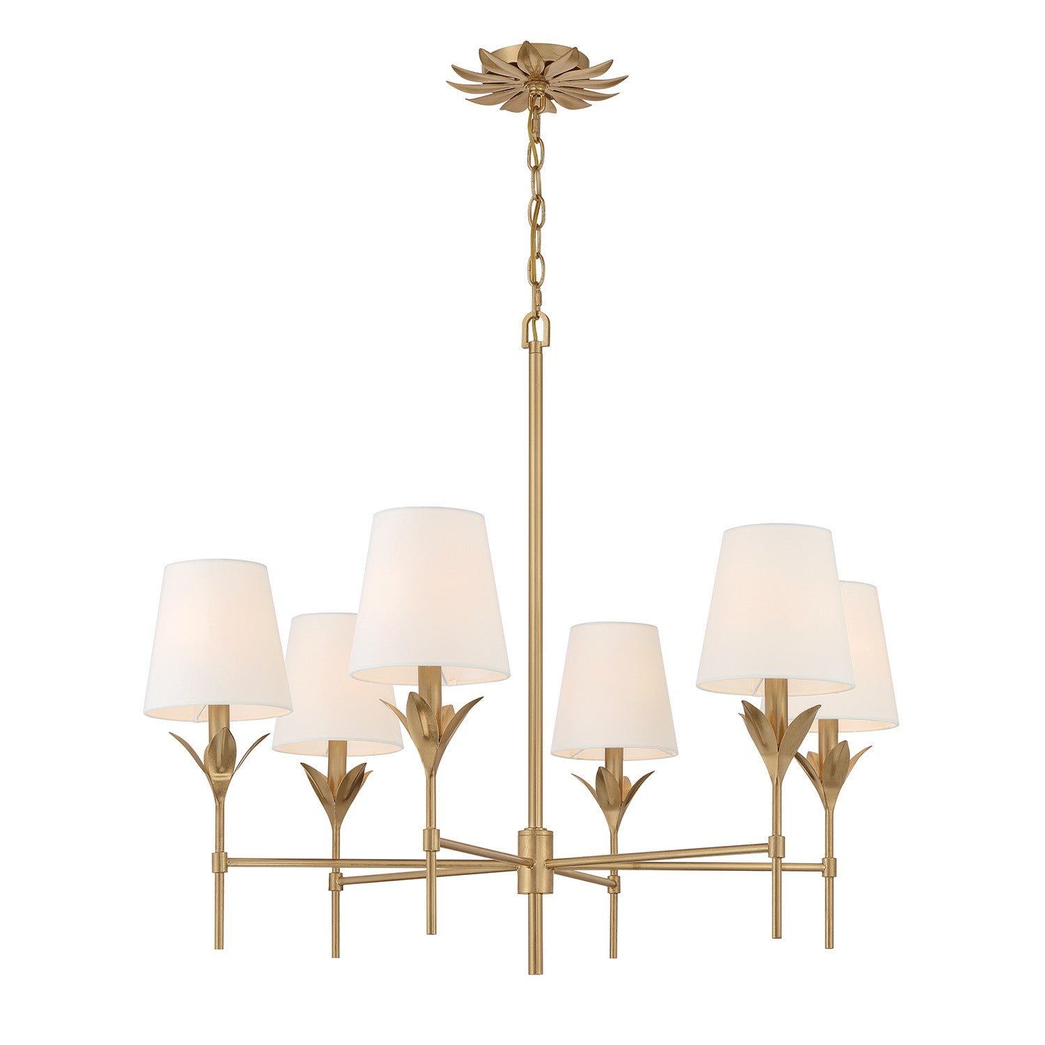 Crystorama - 568-GA - Six Light Chandelier - Broche - Antique Gold